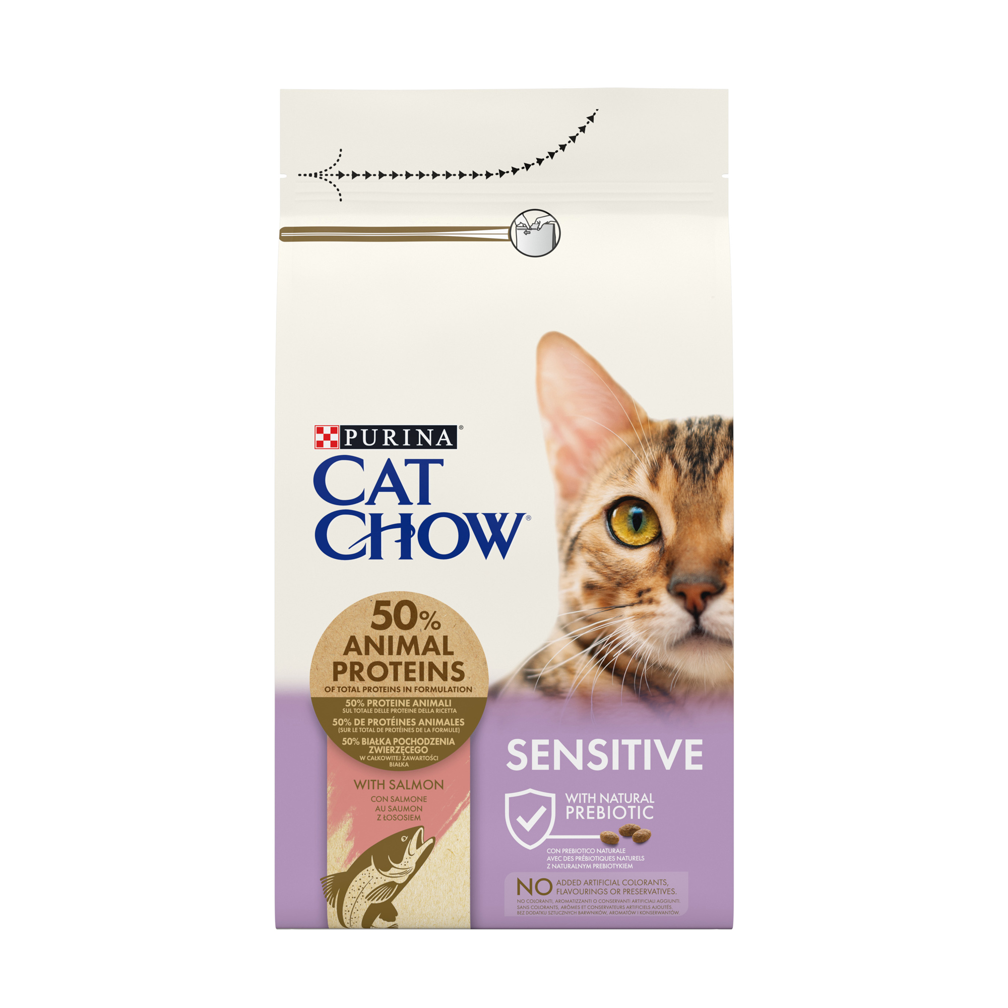 Сухий корм Cat Chow Sensitive для дорослих котів із чутливою шкірою та травленням, з лососем, 1.5 кг