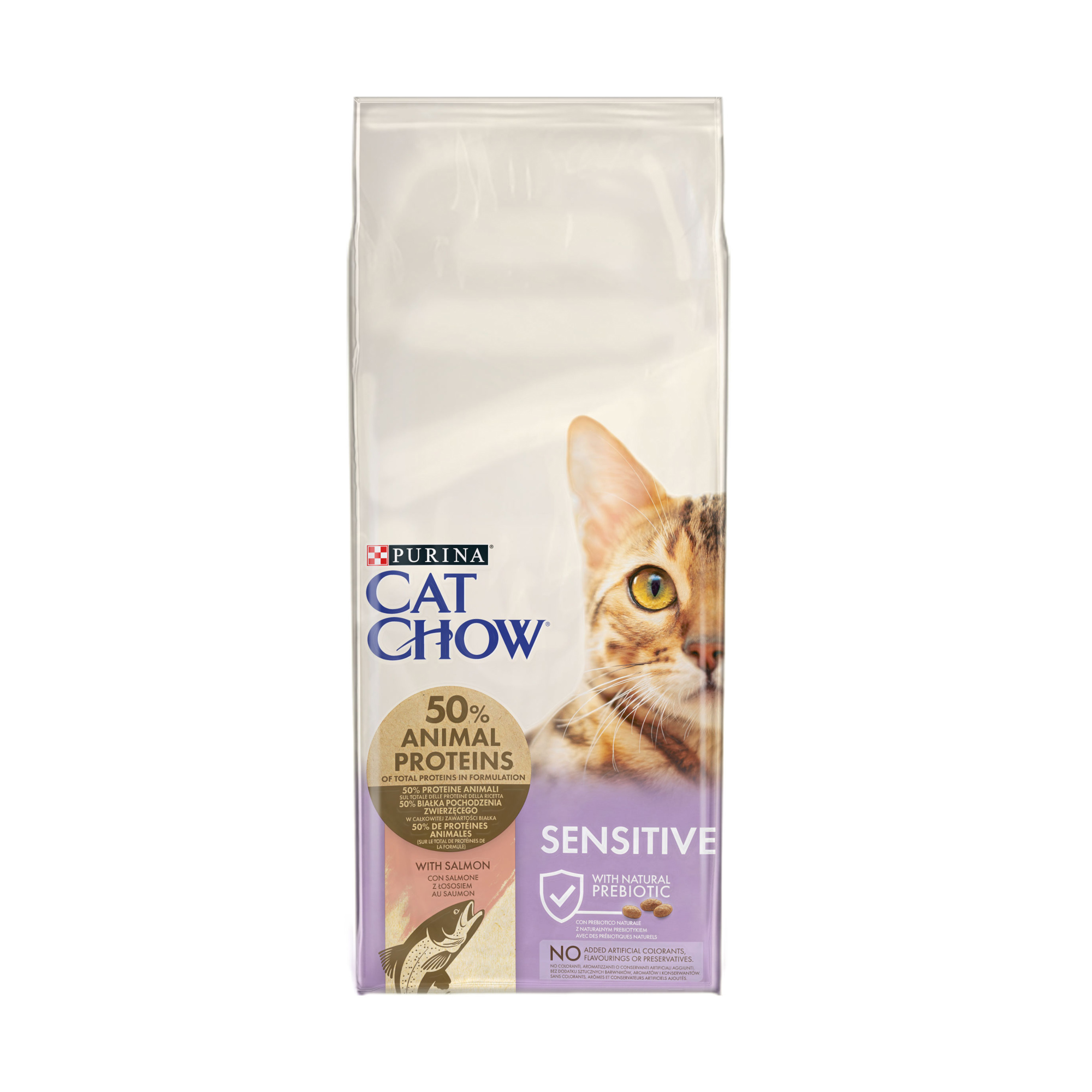 Сухий корм Cat Chow Sensitive для дорослих котів із чутливою шкірою та травленням, з лососем, 15 кг