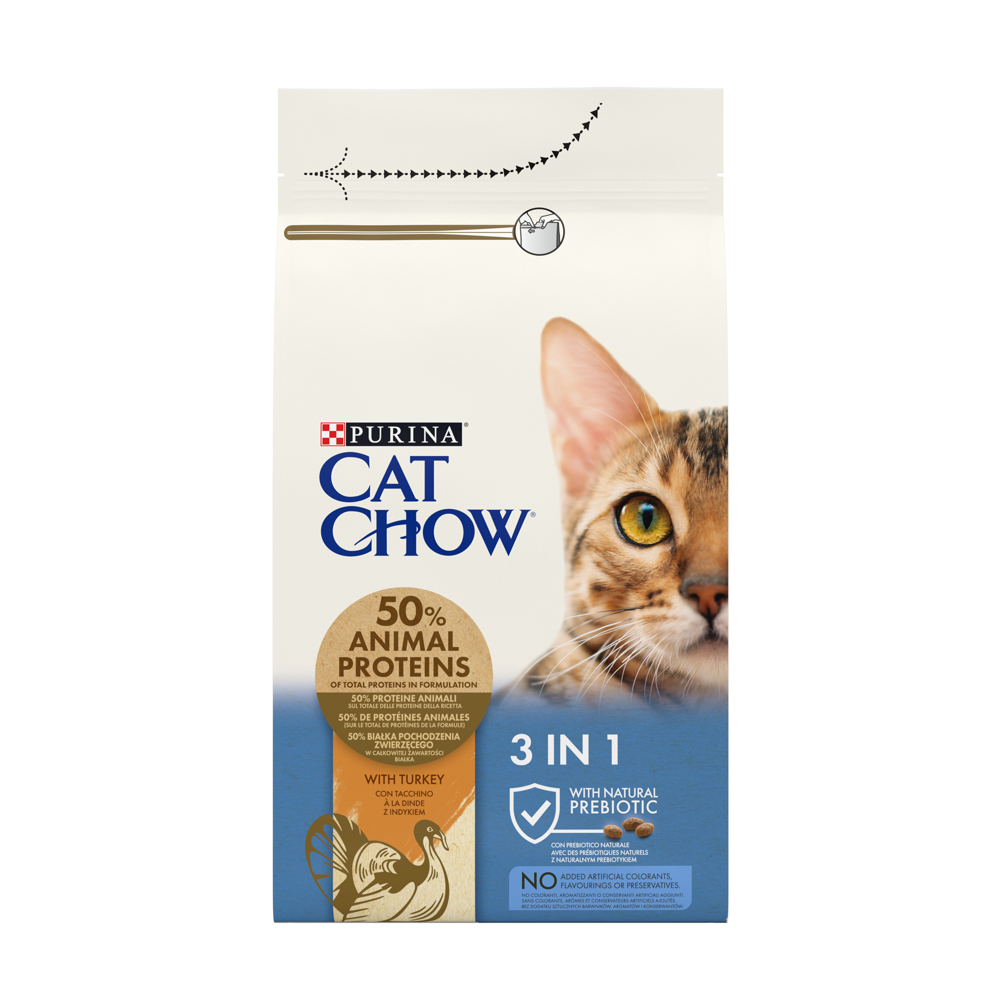Сухий корм для дорослих котів Cat Chow 3-in-1 з індичкою, 1.5 кг