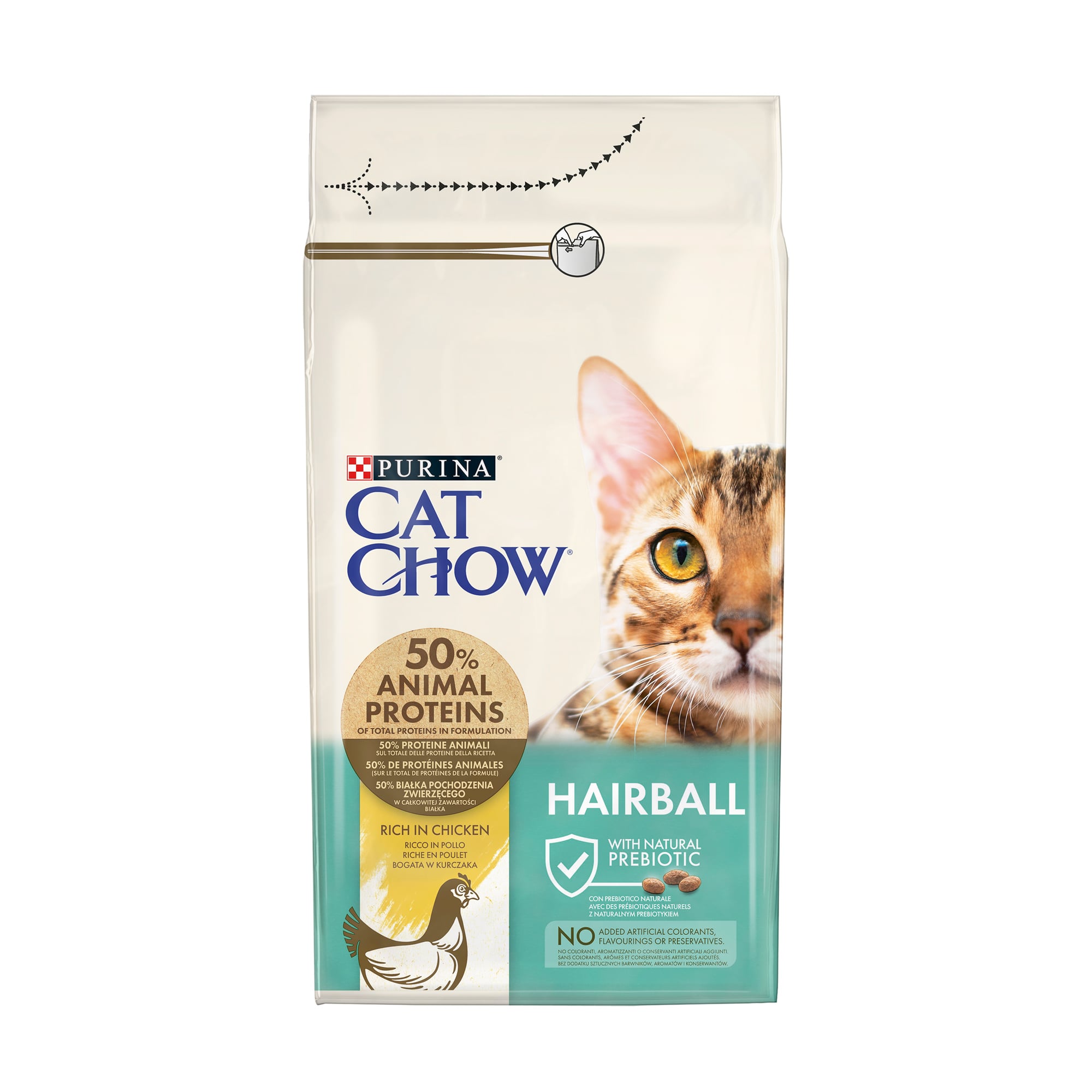 Сухий корм для дорослих котів Cat Chow Hairball для зменшення утворення кульок шерсті у травному тракті, з куркою, 1.5 кг