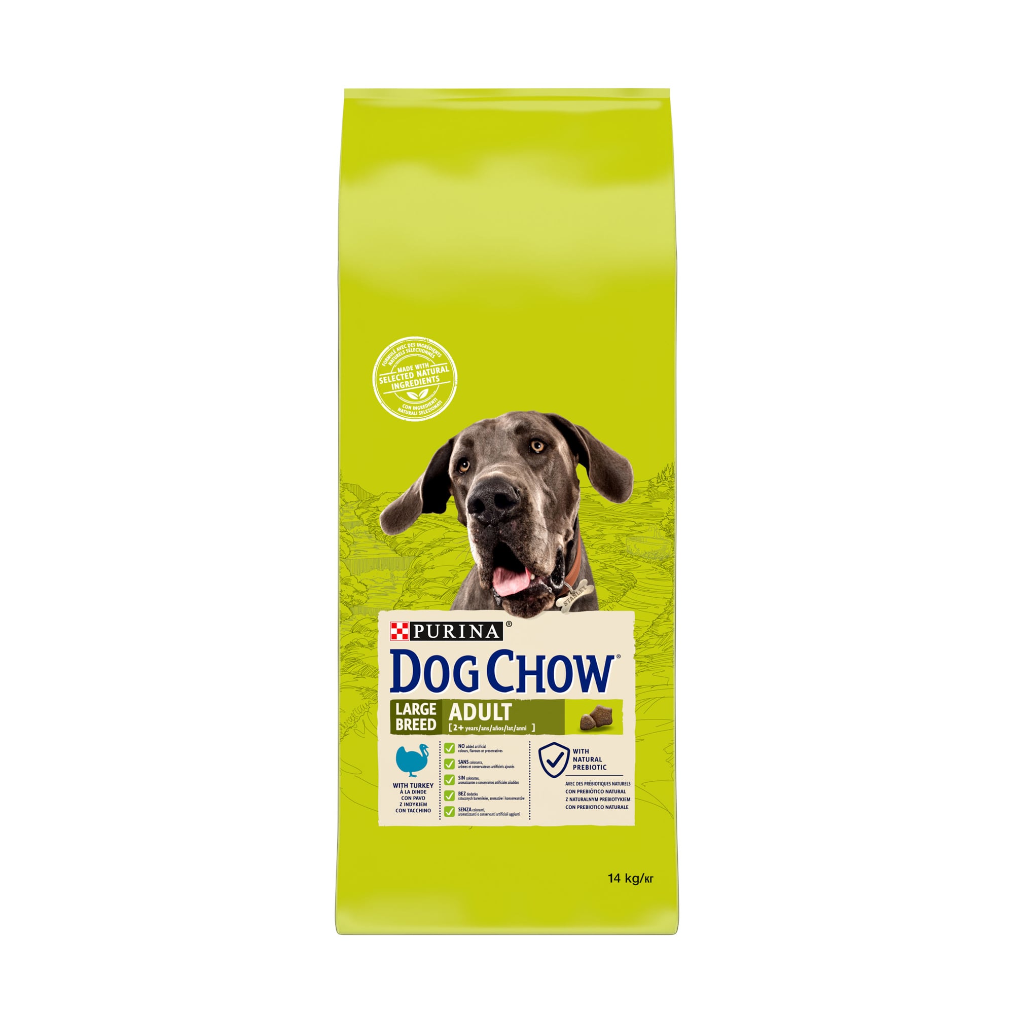 Сухий корм для собак великих порід від 2 років Dog Chow Large Breed Adult 2+ з індичкою, 14 кг